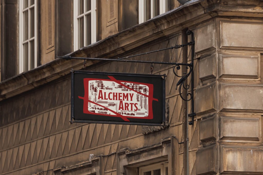 Burnish Point Alchemy Arts Brand Identity Logo Street Sign